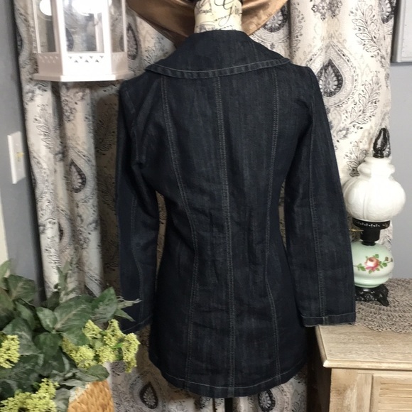 Baccini - Long pea coat inspired jean jacket - Picture 8 of 9